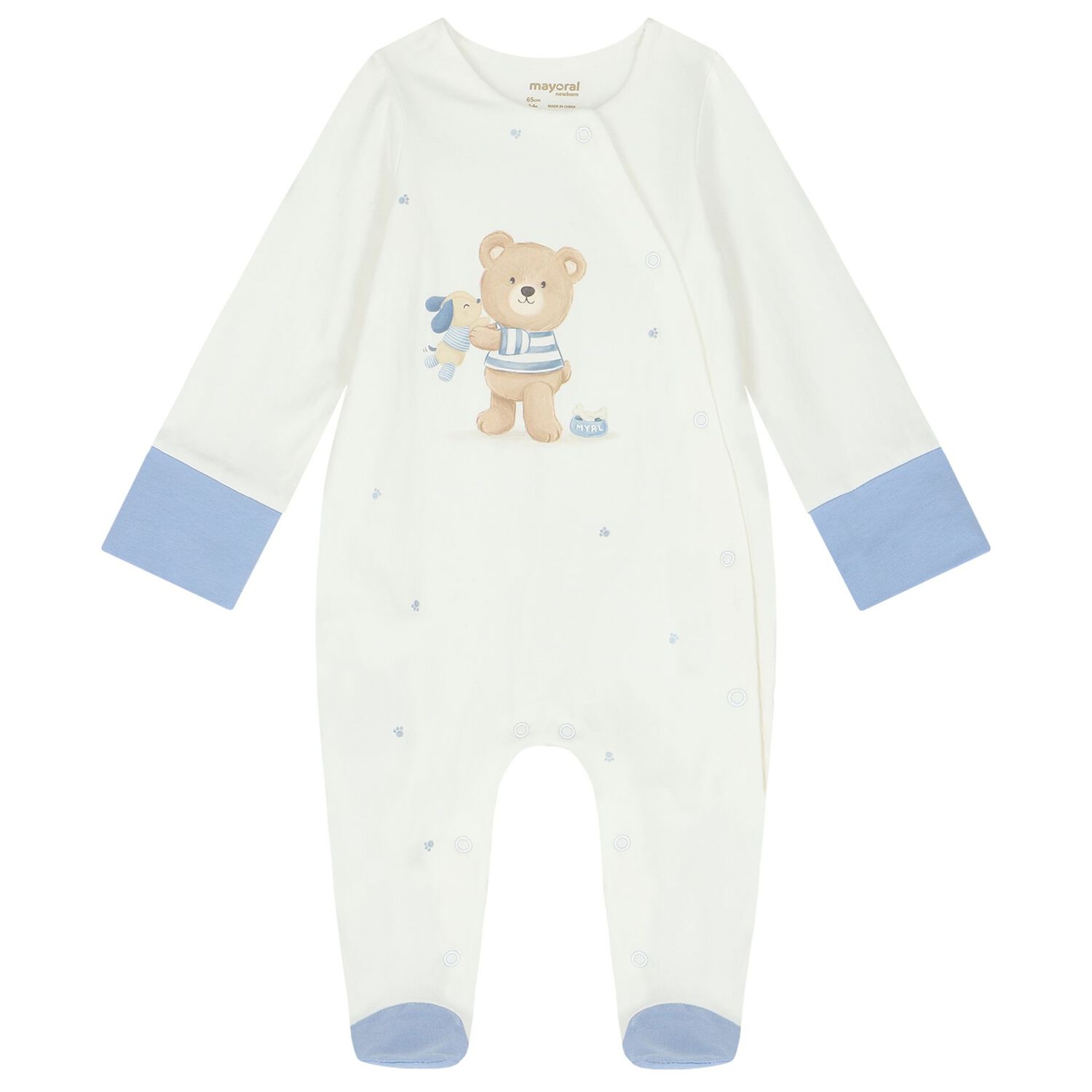 Baby Boys White & Blue Teddy Bear Babygrow Gift Set, 2, hi-res image number null