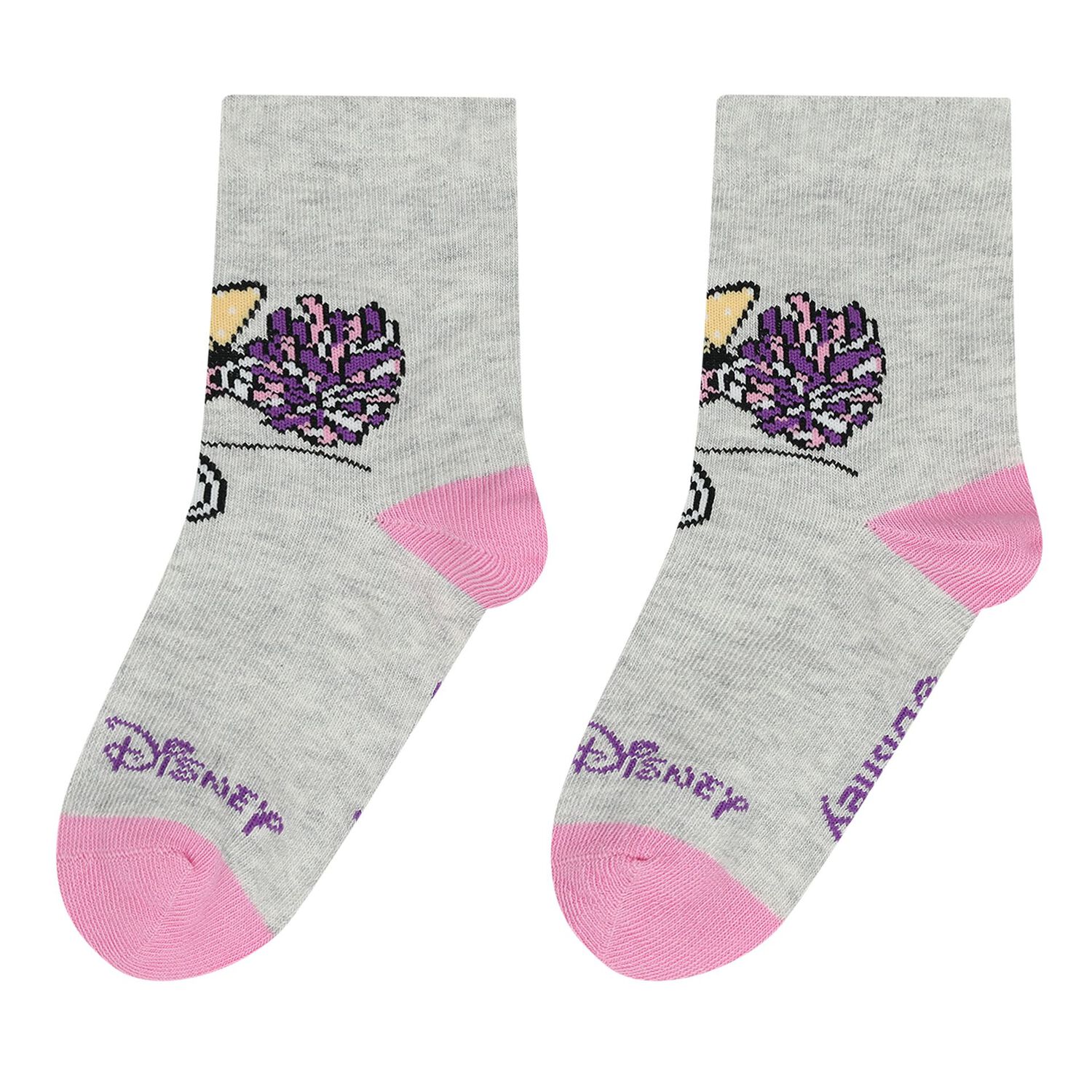 Girls Purple, Grey & White Disney Logo Socks ( 3-Pack ), 1, hi-res