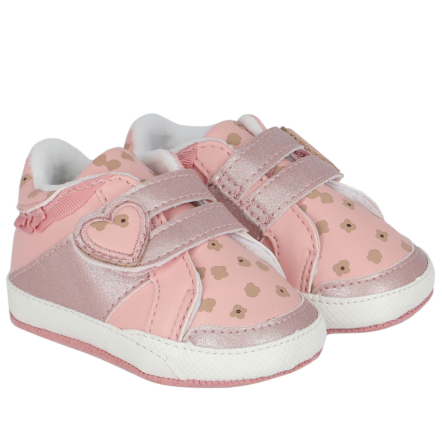 Baby Girls Pink Heart Pre Walker Shoes, 1, hi-res