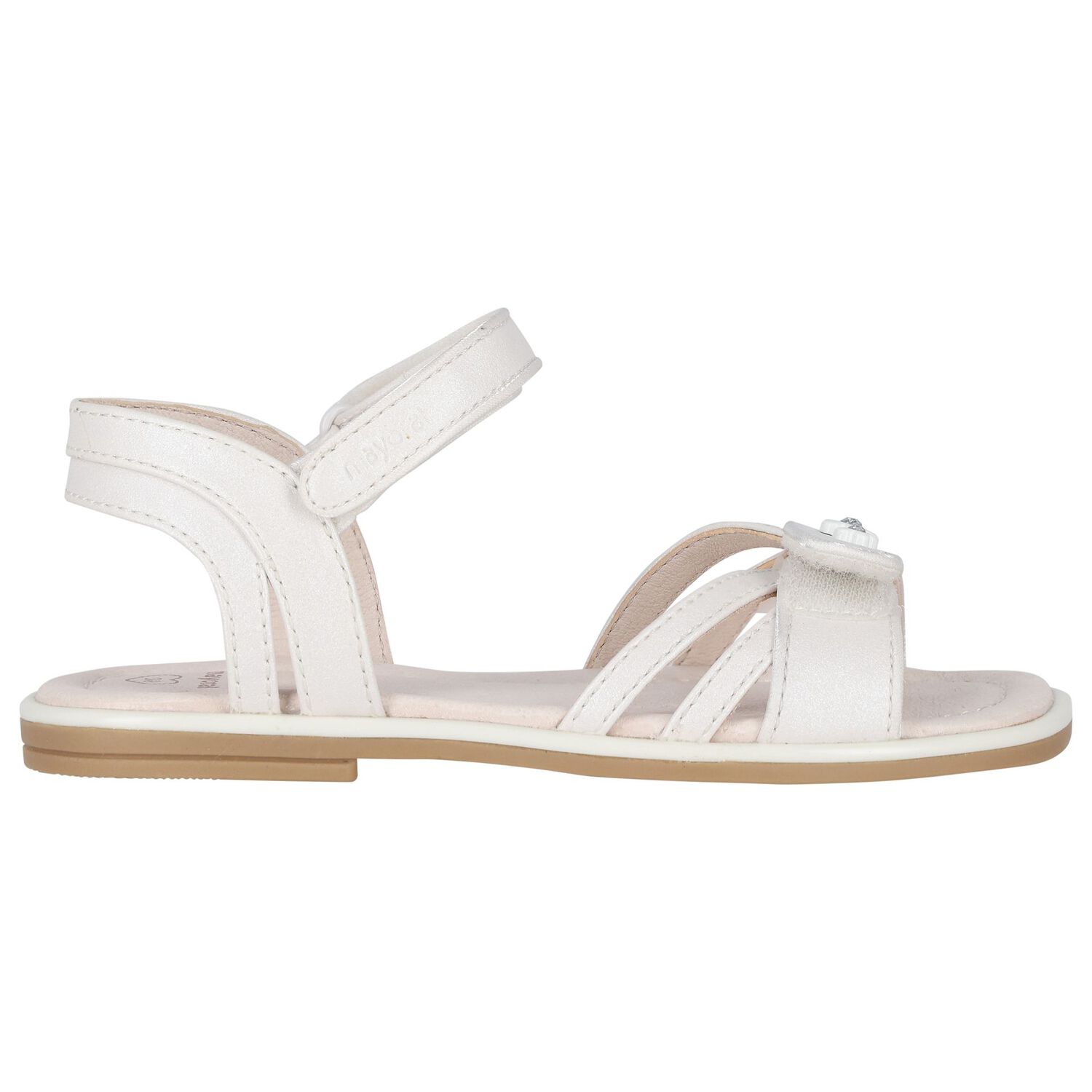 Girls Ivory Logo Flower Sandals, 1, hi-res image number null