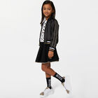 Girls Black Logo Skirt, 1, hi-res