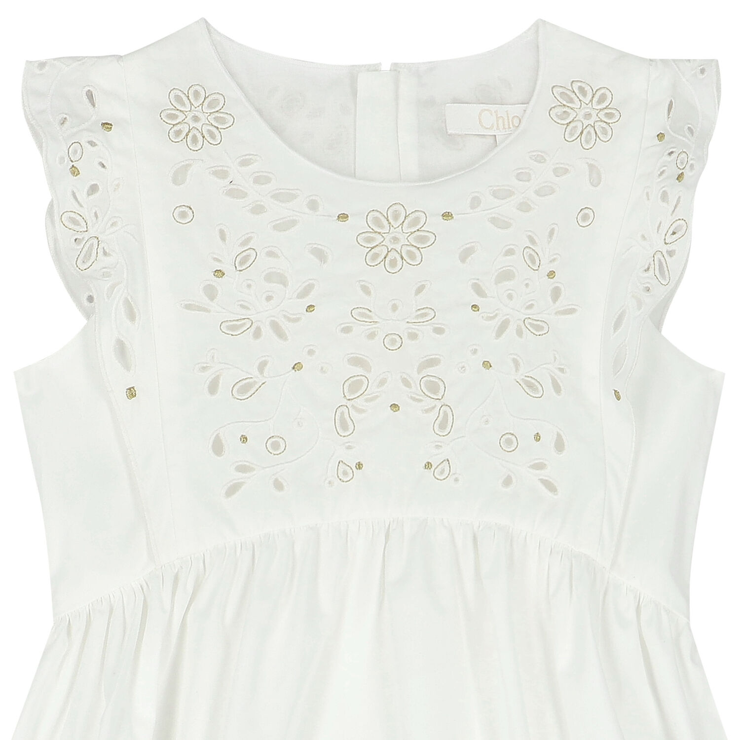 Girls Ivory Broderie Anglaise Dress, 1, hi-res