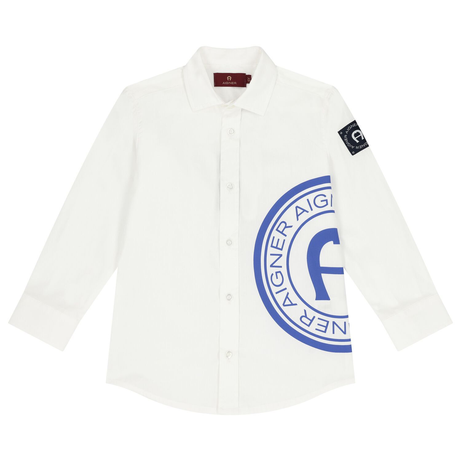 Boys White Logo Shirt, 2, hi-res