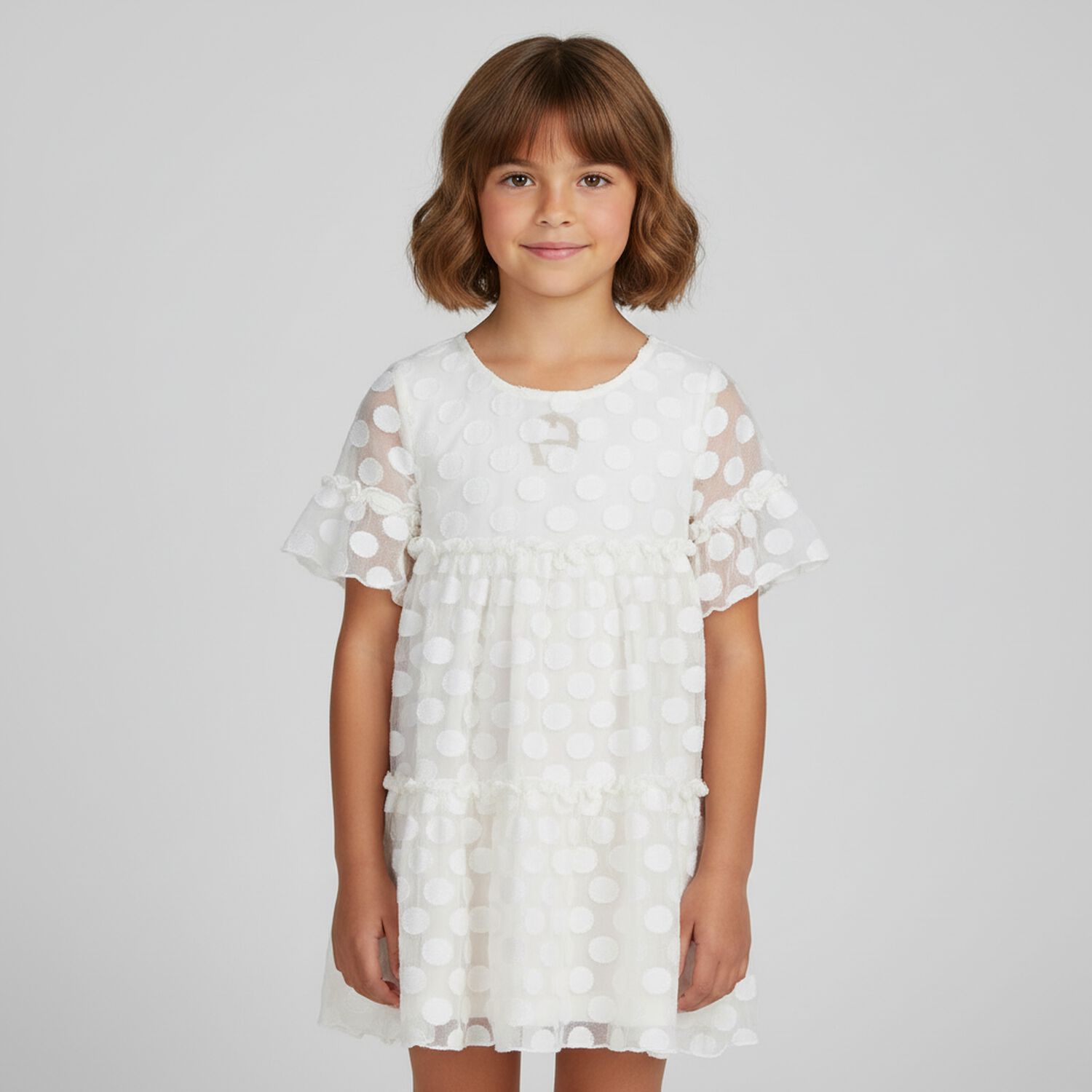 Girls Ivory Special Occasion Dress, 1, hi-res