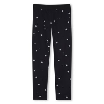 Girls Black Daisy Logo Leggings
