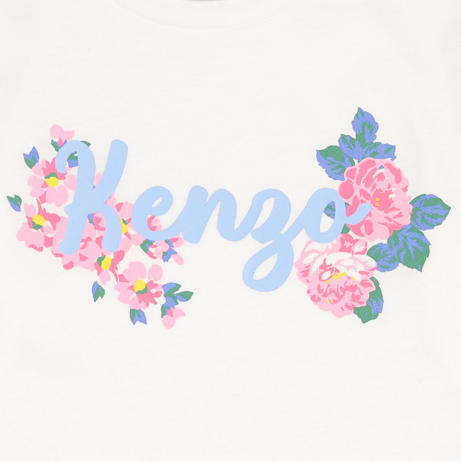 Girls Ivory Floral Logo Long Sleeve Top, 1, hi-res