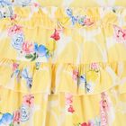 Girls Yellow Ruffled Floral Dress, 1, hi-res