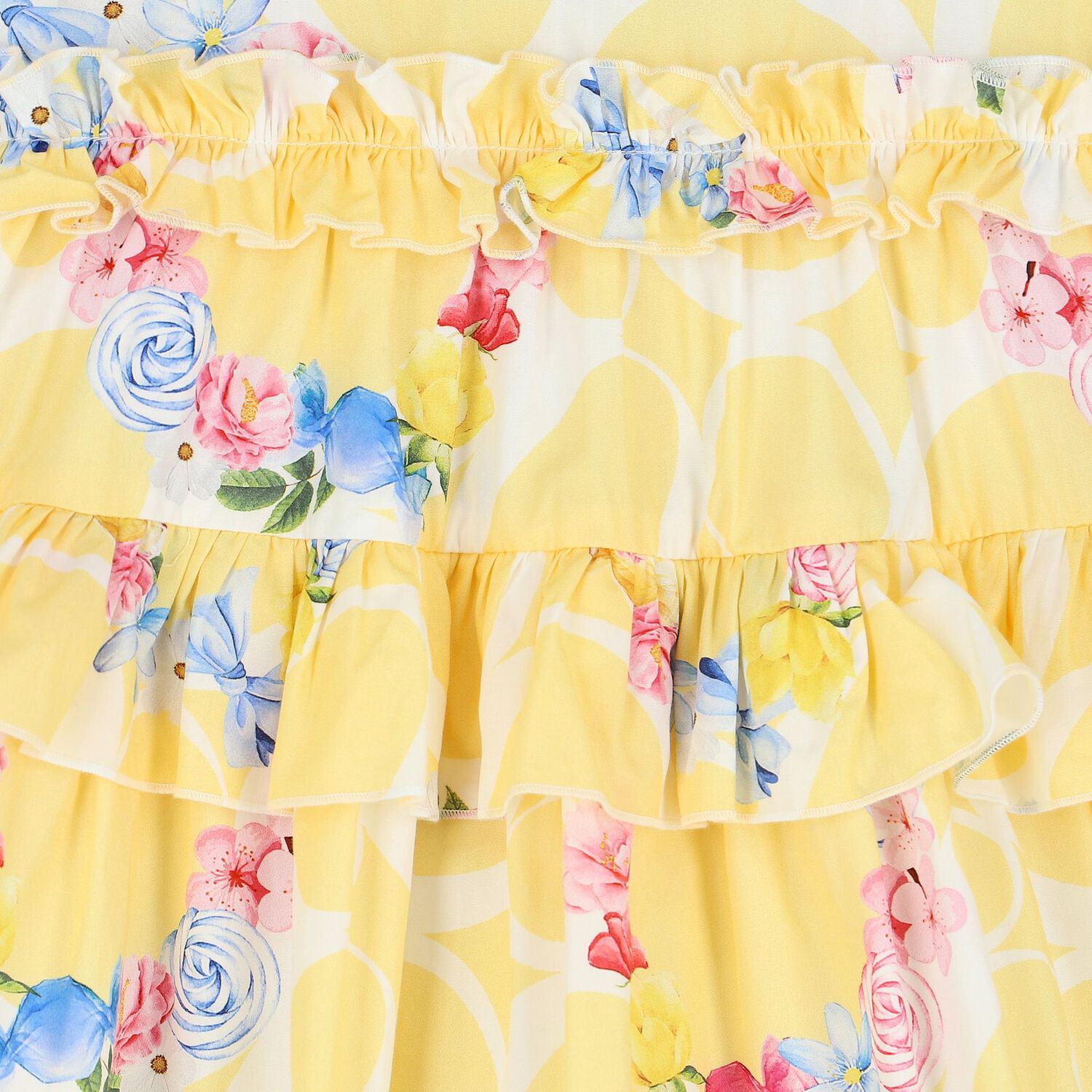 Girls Yellow Ruffled Floral Dress, 1, hi-res image number null