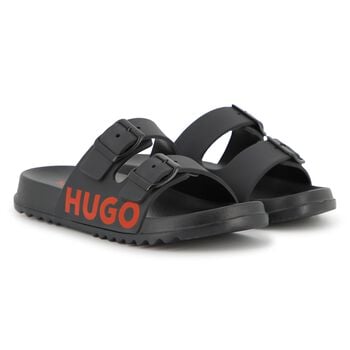 Boys Black Logo Sliders