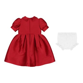 Baby Girls Red Flower Dress Set