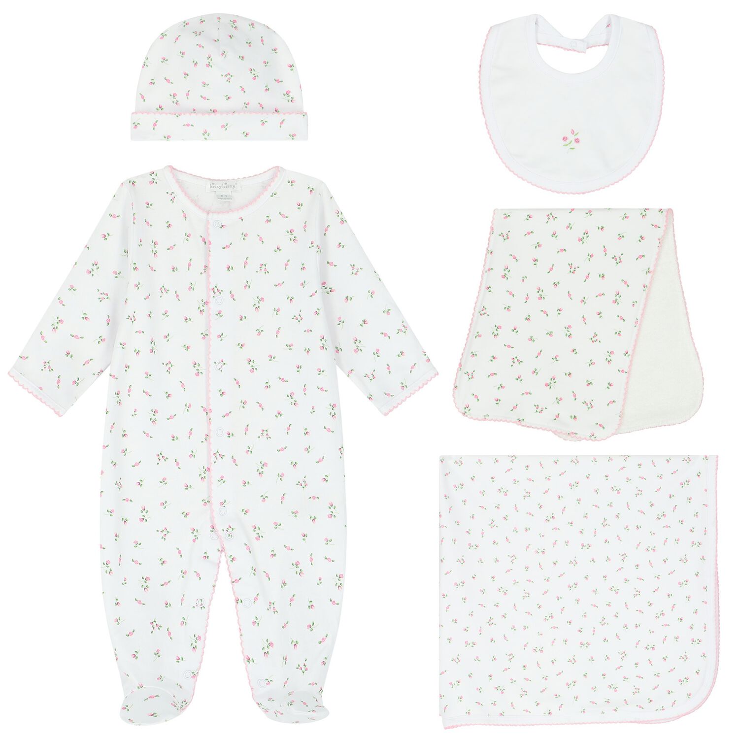 Baby Girls White & Pink Babygrow Roses Gift Set, 1, hi-res image number null