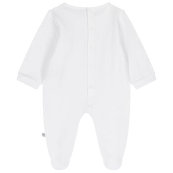Baby Boys White Logo Babygrow
