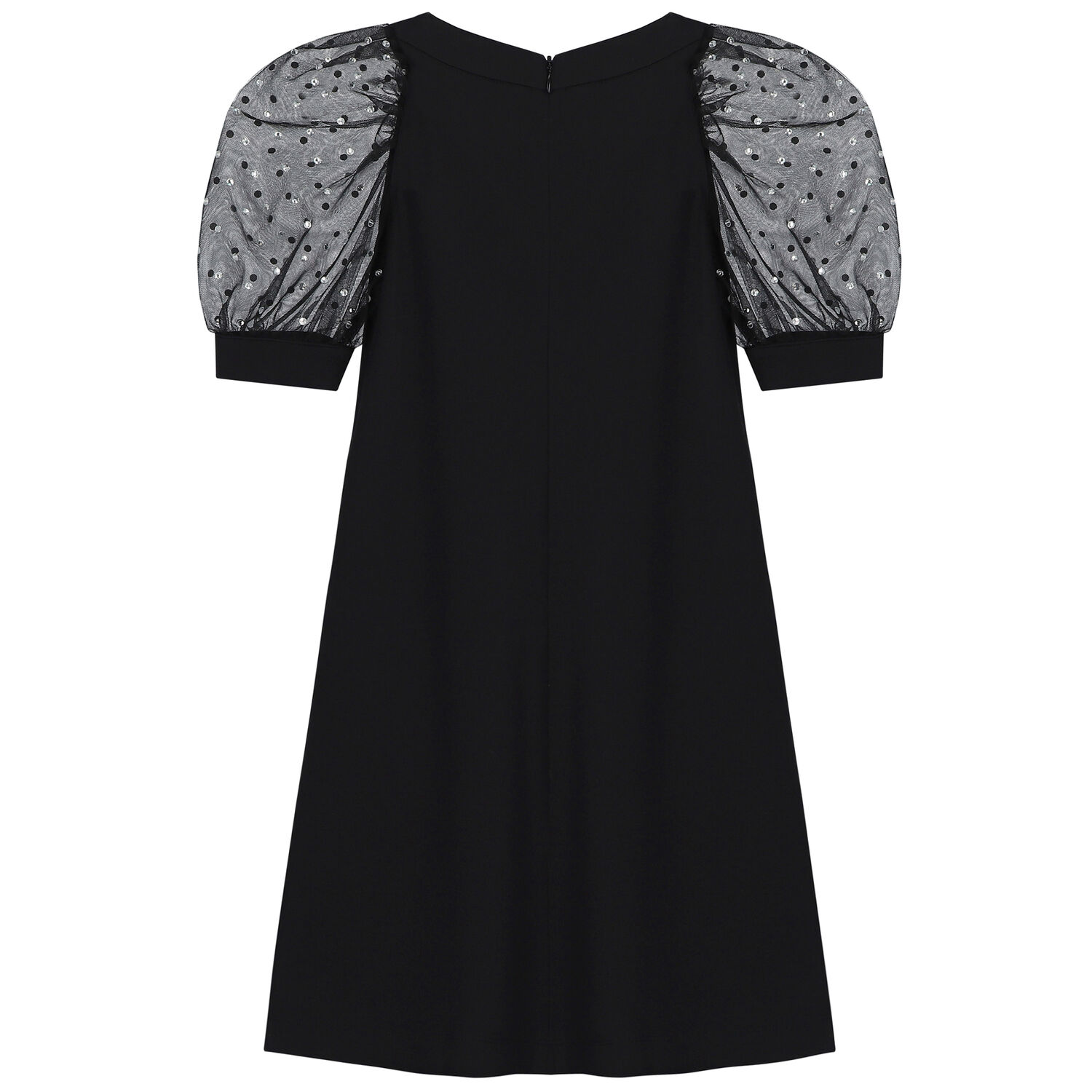 Girls Black Logo Embellished Dress, 1, hi-res