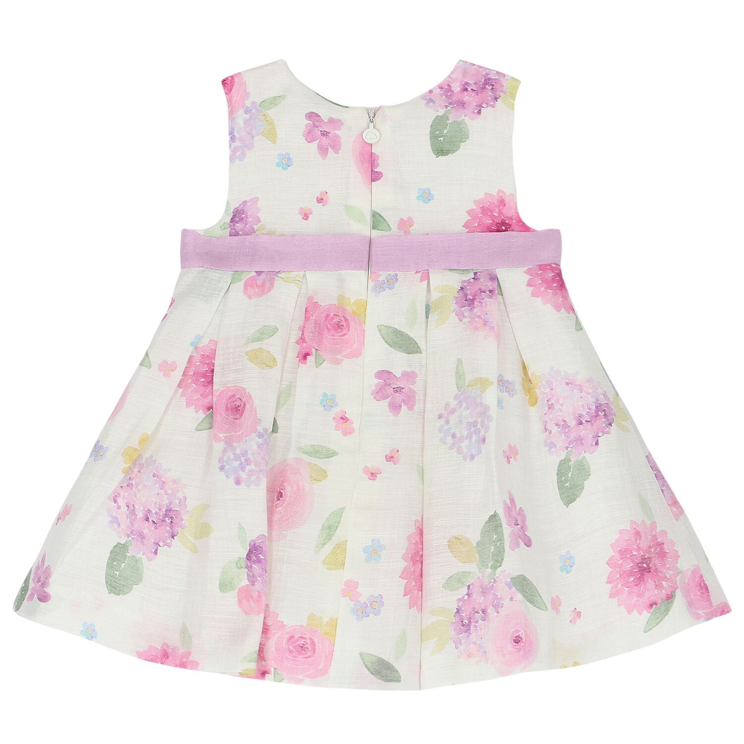 Baby Girls White Floral Dress, 1, hi-res
