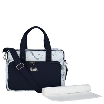 Baby Boys White & Navy Blue Geo Map Changing Bag