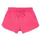 Girls Pink Cotton Jersey Shorts, 7, hi-res