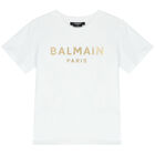 White & Gold Logo T-Shirt, 1, hi-res