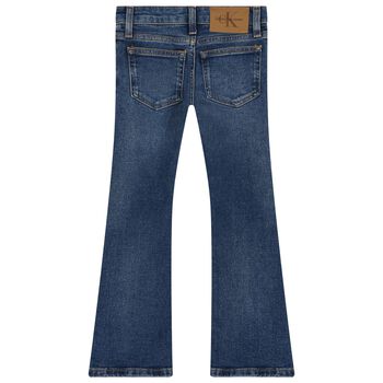 Girls Blue Denim Logo Jeans