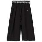 Girls Black Logo Cropped Trousers, 1, hi-res