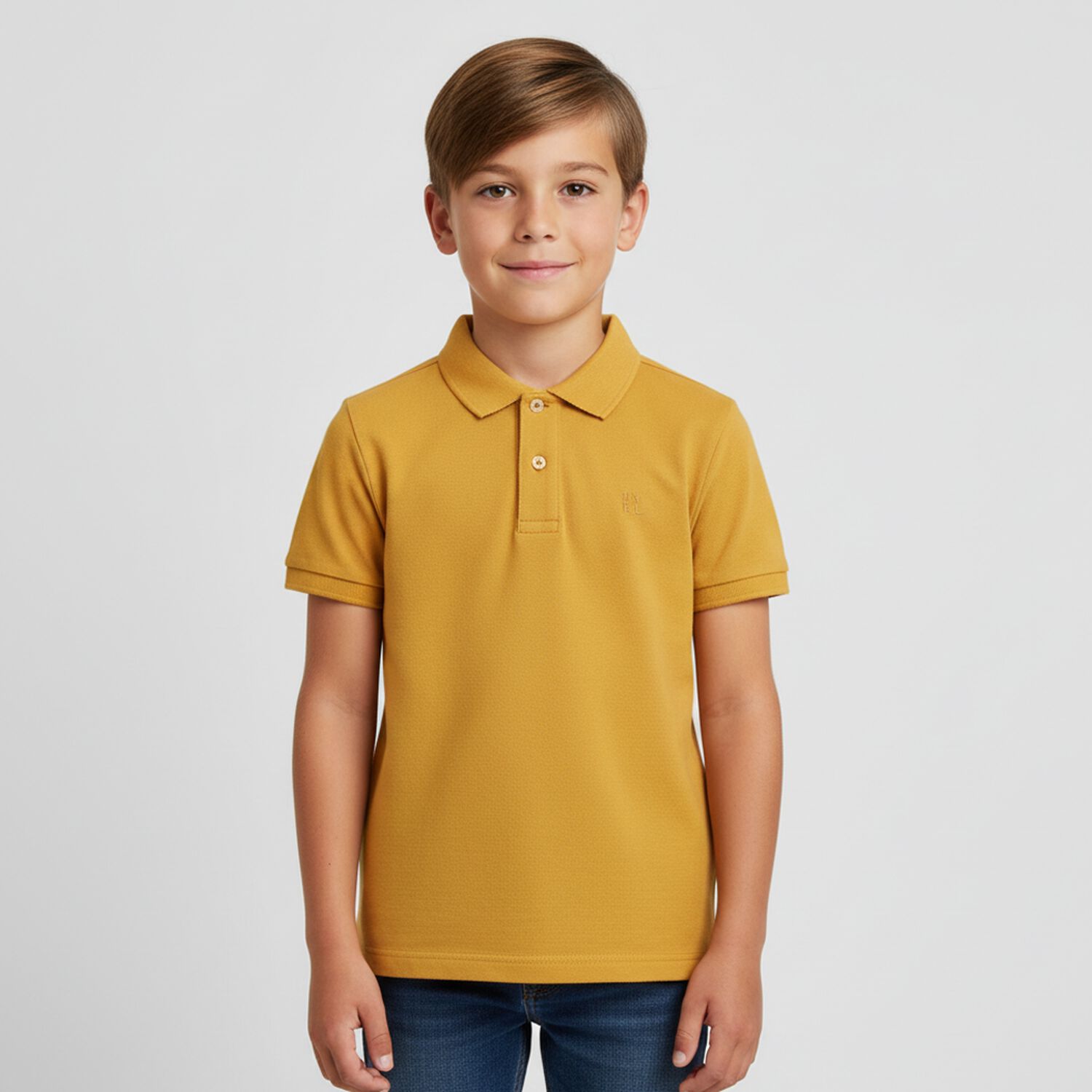 Boys Yellow Logo Polo Shirt, 4, hi-res