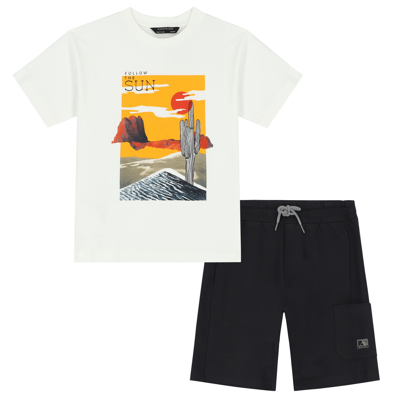 Boys Ivory & Black Shorts Set, 2, hi-res image number null