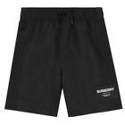 Boys Black Logo Swim Shorts, 1, hi-res