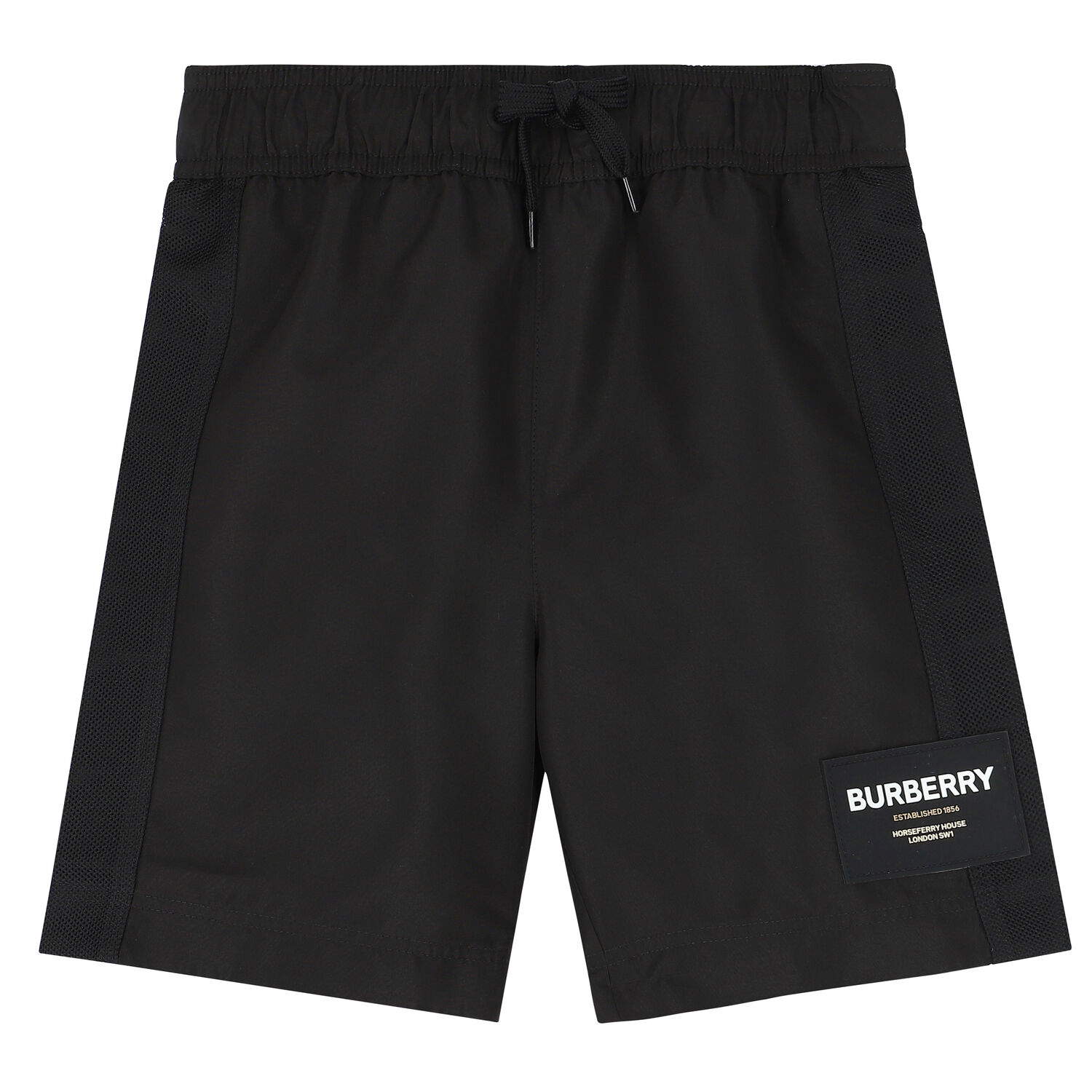 Boys Black Logo Swim Shorts, 1, hi-res