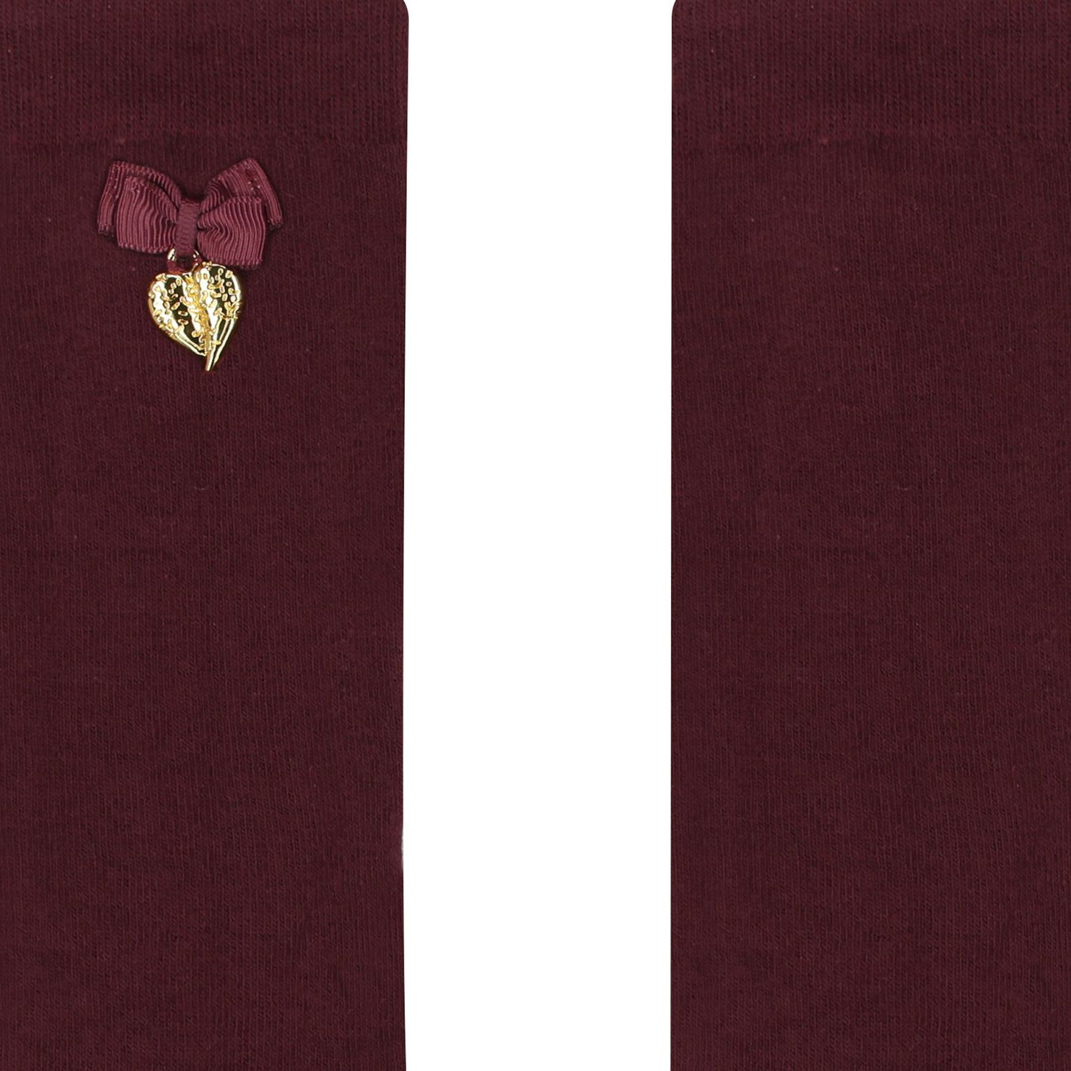 Girls Burgundy Bow Socks, 1, hi-res