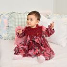 Baby Girls Red Floral Tulle Nadiya Dress, 1, hi-res