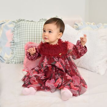 Baby Girls Red Floral Tulle Nadiya Dress