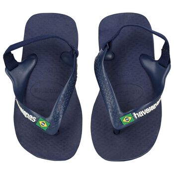 Navy Logo Flip Flops