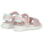 Girls Iridescent Pink Logo Sandals, 1, hi-res