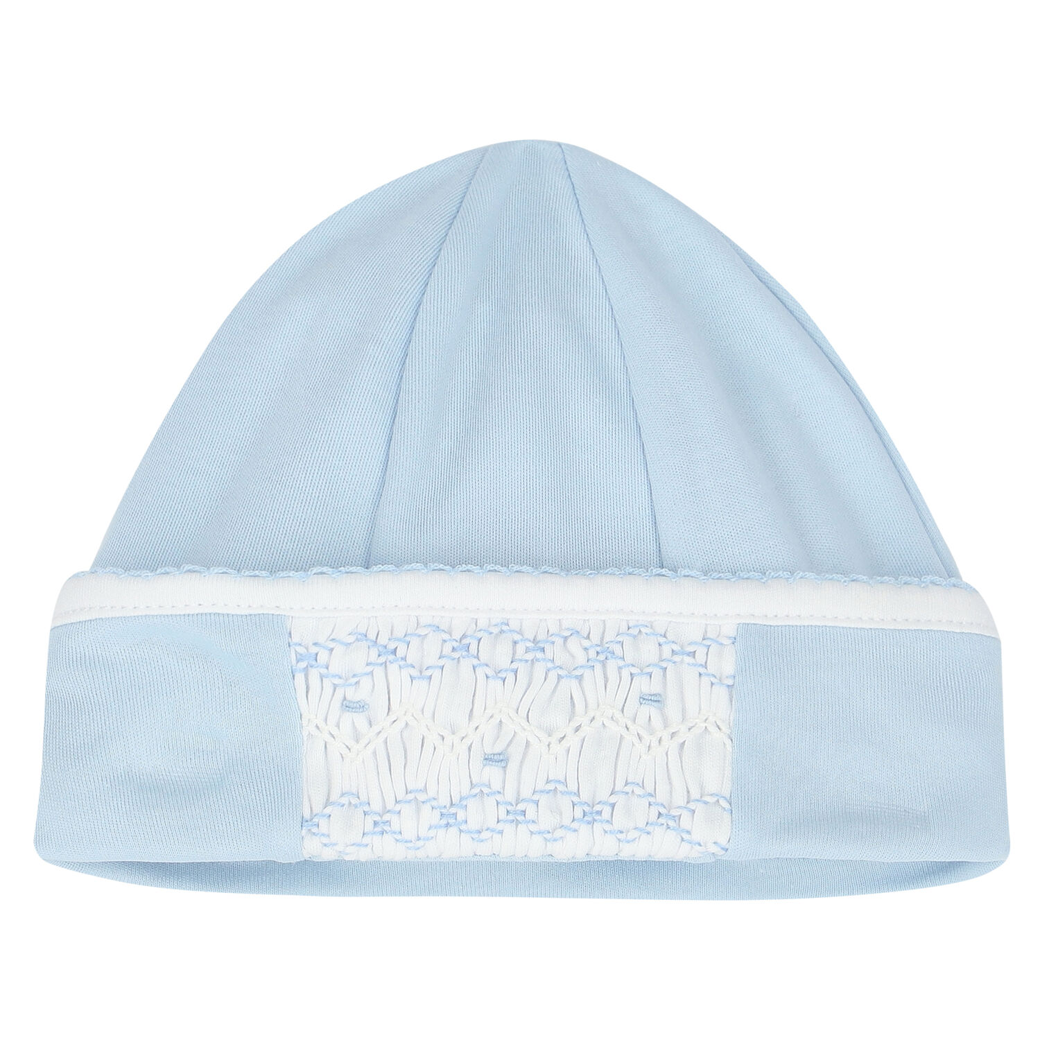 Baby Boys Blue & White Smocked Hat, 1, hi-res