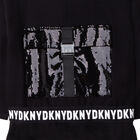 Girls Black Logo Sequin Hooded Dress, 1, hi-res