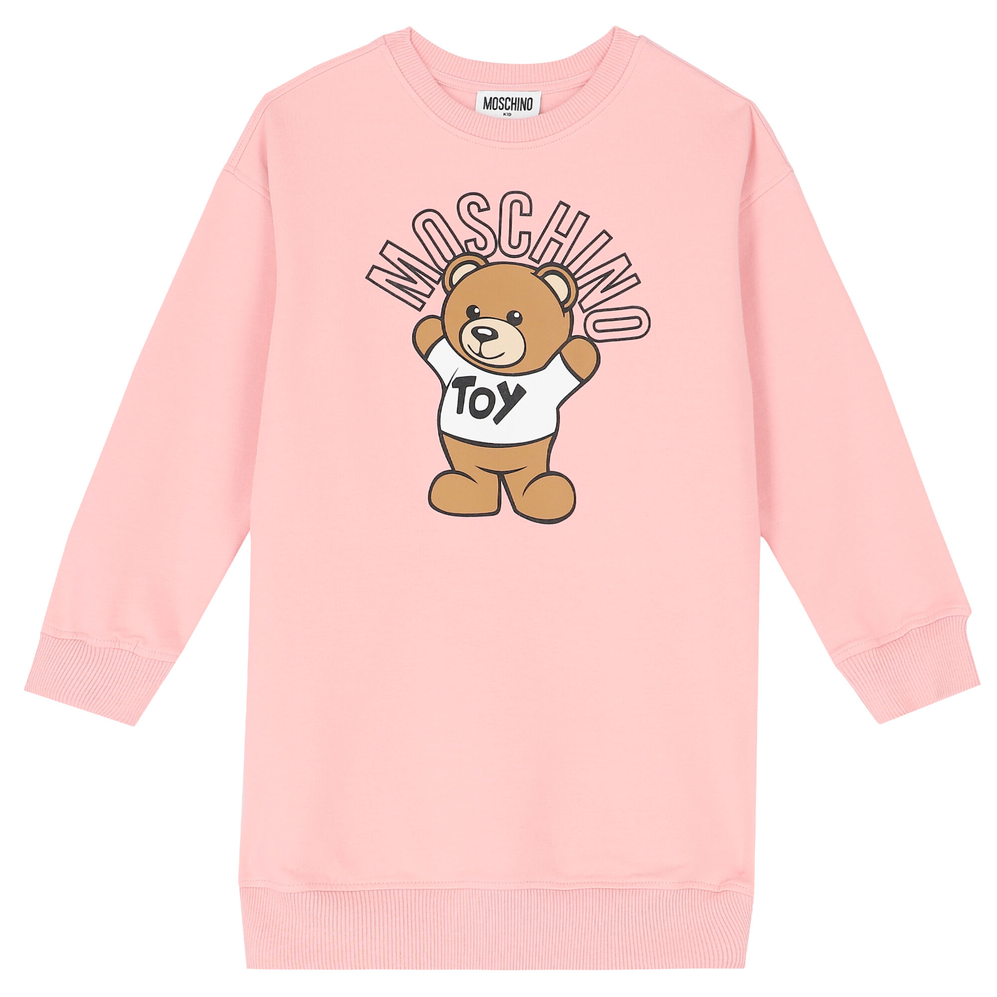 Moschino Girls Pink Teddy Logo Sweatshirt Dress Junior Couture UK