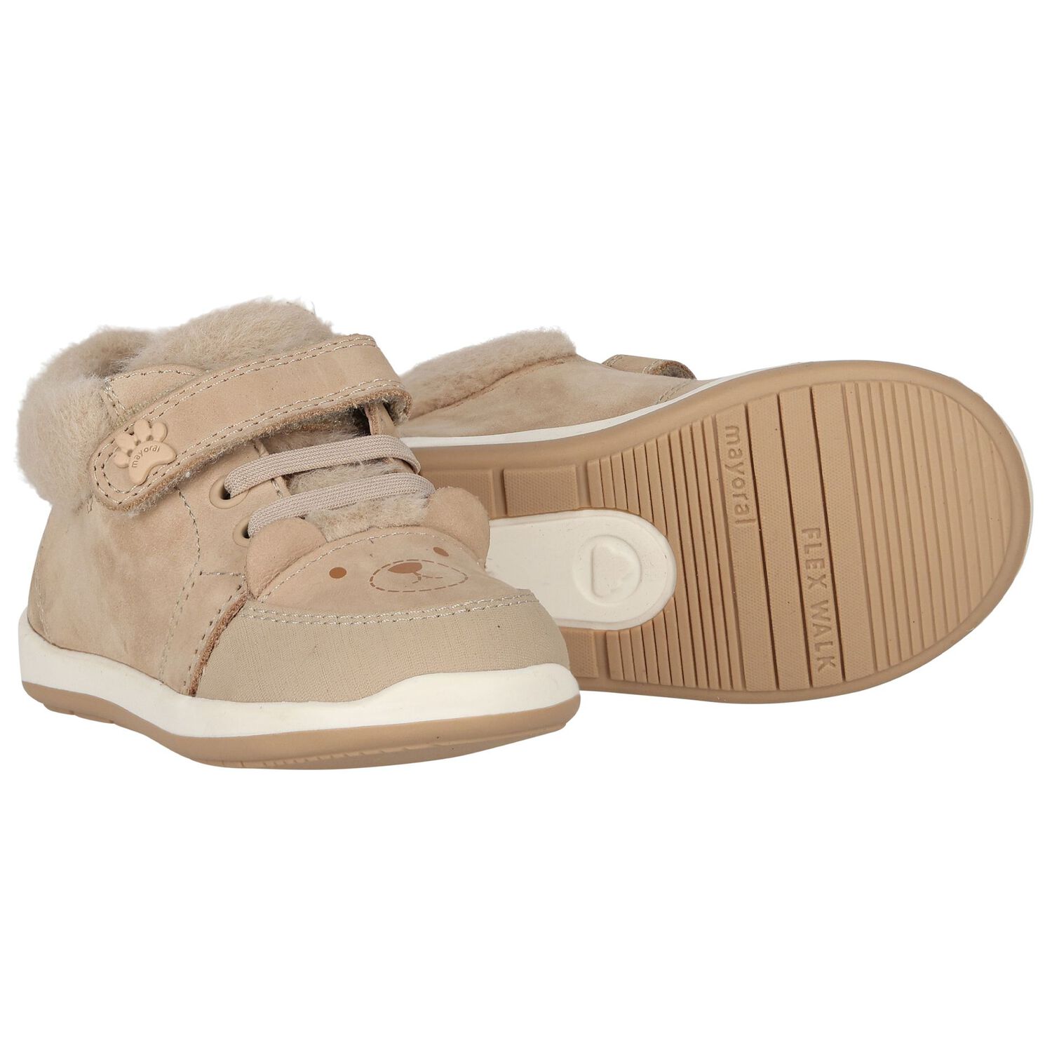 Younger Boys Beige Logo Trainers, 1, hi-res image number null