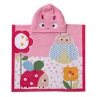 Baby Girls Pink Bug Hooded Towel, 1, hi-res