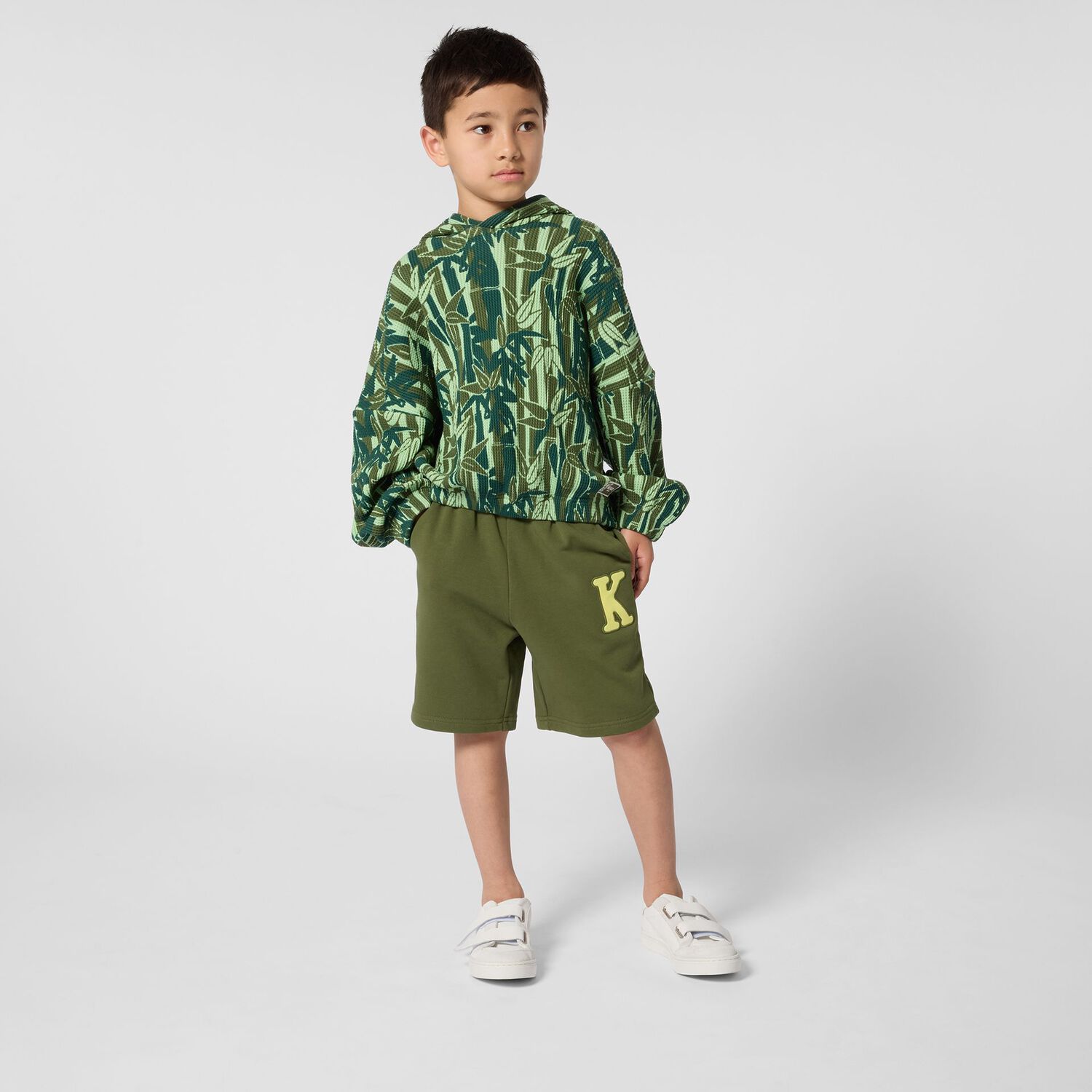 Boys Green Logo Shorts, 1, hi-res