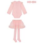 Baby Girls Pink Tulle Skirt Set, 2, hi-res
