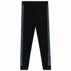 Girls Black Logo Velvet Logo Joggers, 1, hi-res
