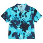 Boys Blue Abstract Logo Shirt, 1, hi-res