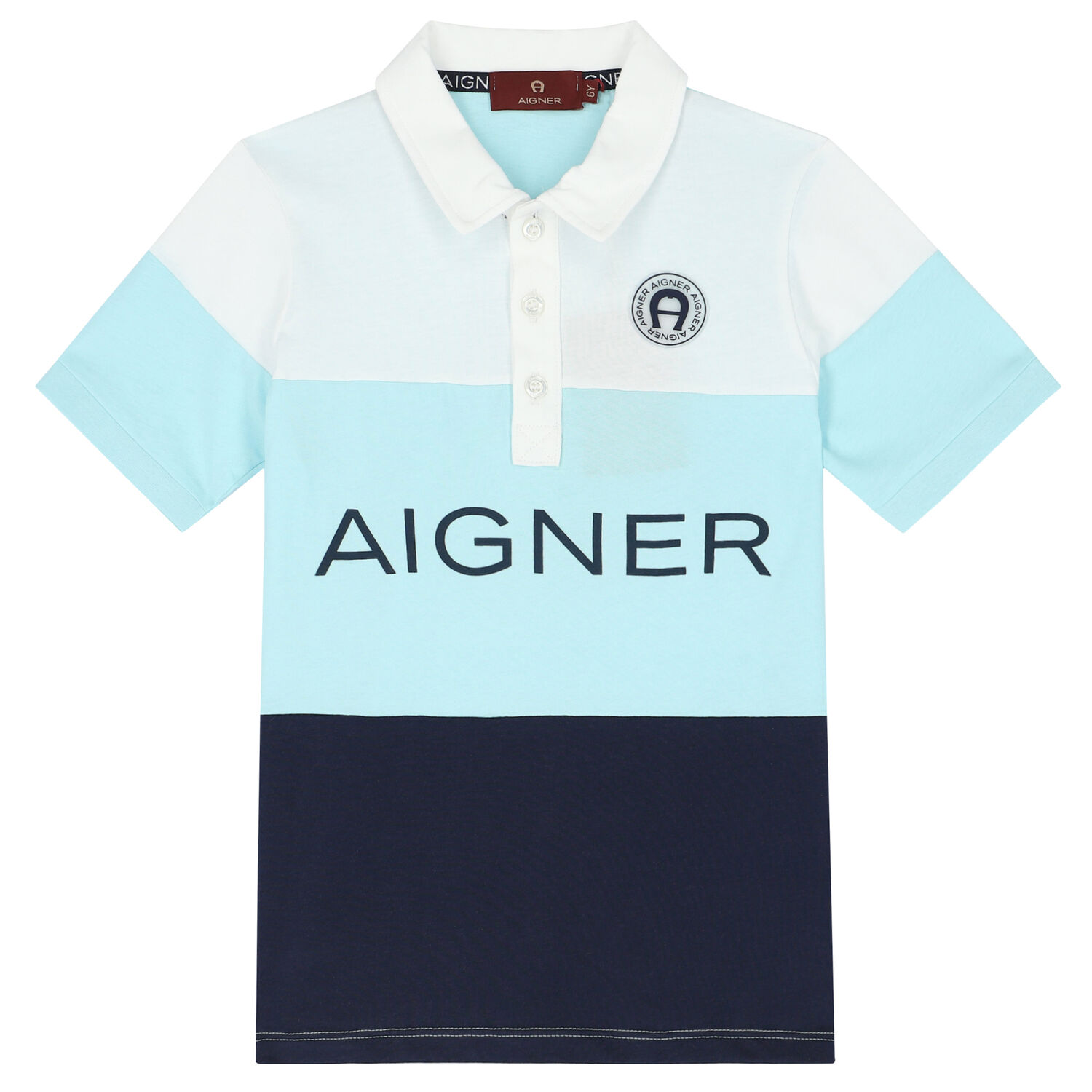 Boys White, Blue & Navy Logo Polo Shirt, 1, hi-res