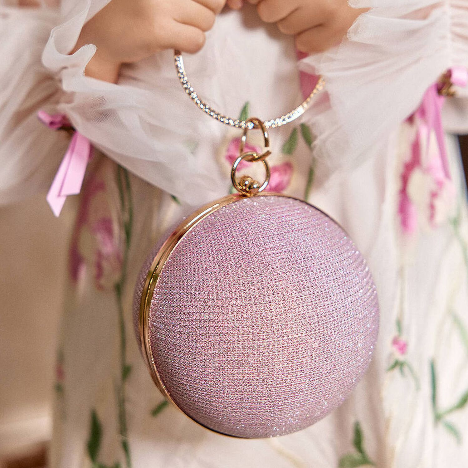 Girls Pink & Gold Ball Bag, 1, hi-res