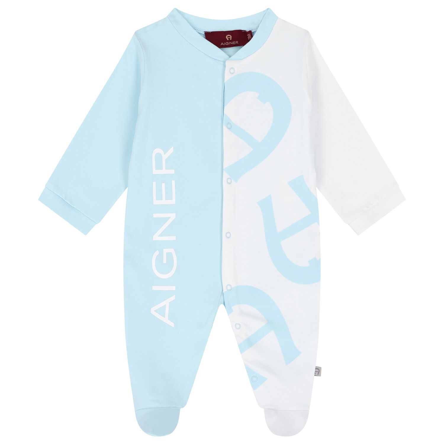 Baby Boys Blue & White Logo Babygrow, 1, hi-res