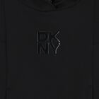 Girls Black Logo Hooded Dress, 1, hi-res