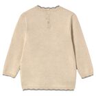 Younger Girls Beige Teddy Bear Knitted Dress, 1, hi-res