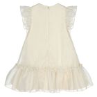 Younger Girls Beige & Gold Ruffled Dress, 1, hi-res