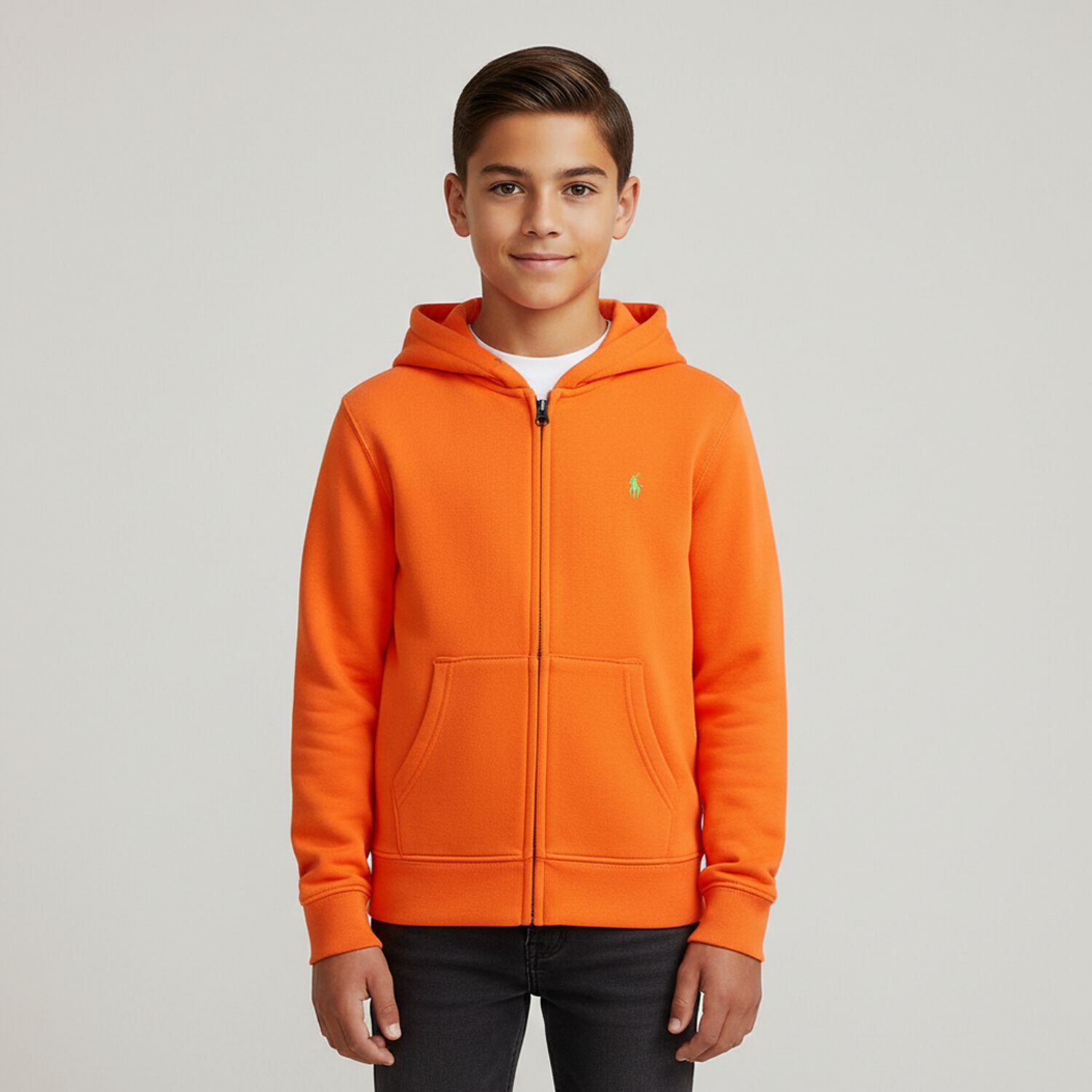 Boys Orange Logo Zip Up Top, 1, hi-res image number null