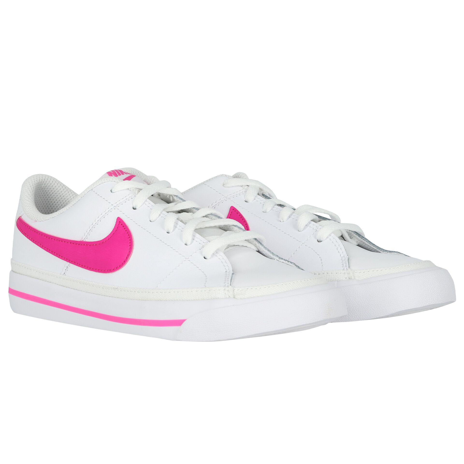 Nike Kids Girls White Pink Court Legacy Trainers Junior Couture UK