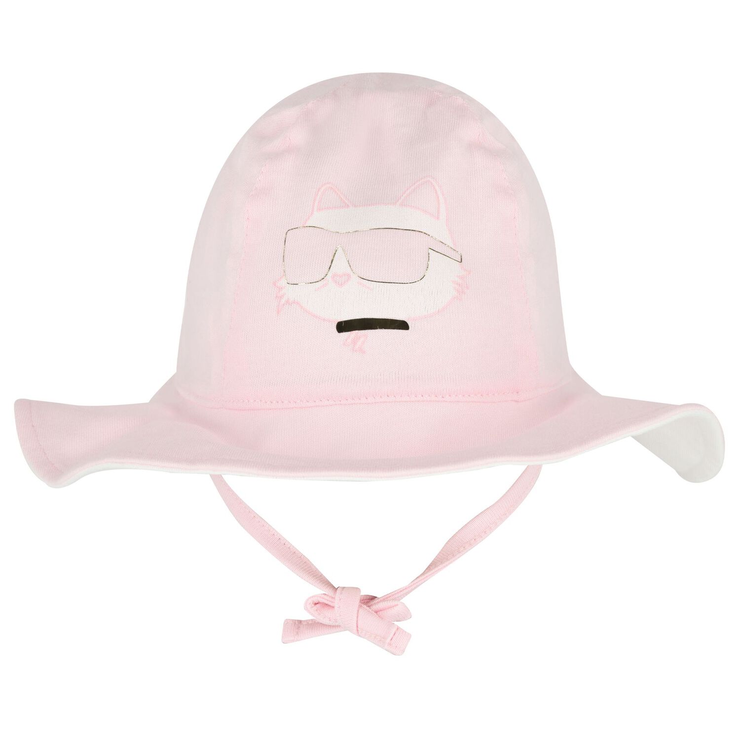 Baby Girls Pink & White Logo Reversible Logo Hat, 1, hi-res